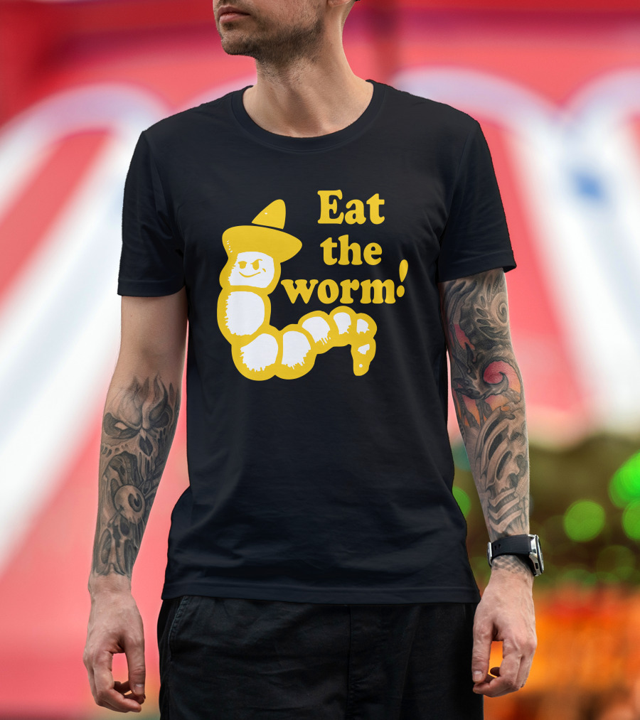 Eat The Worm Sombrero Smiley Twist T-Shirt