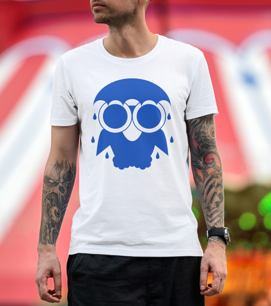 Owl In The Rain Blue Raindrop Owl T-Shirt