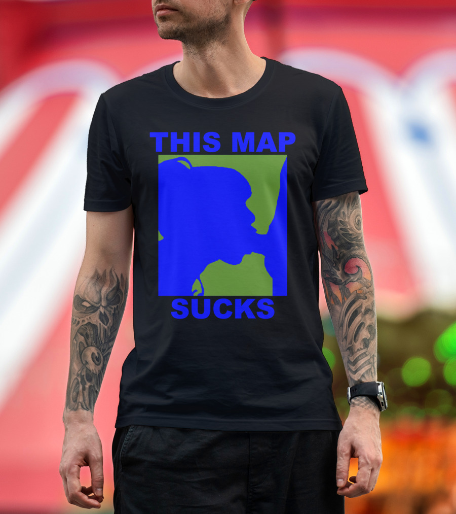 THIS MAP SUCKS Silhouette Graphic on Green T-Shirt