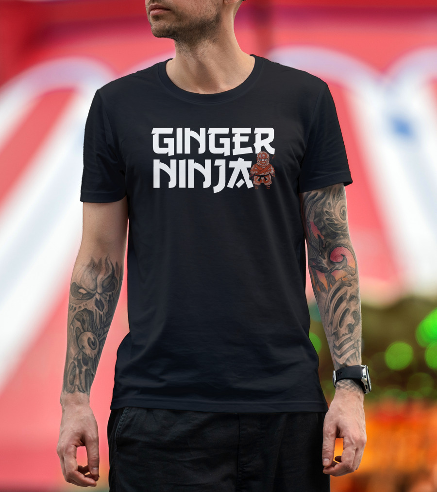 Ginger Ninja Text with Cartoon Ninja Character T-Shirt