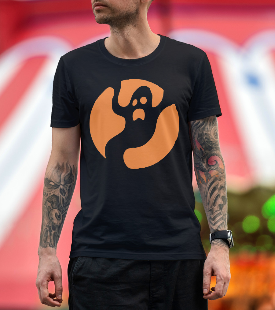 Halloween Ghost Icon in Orange Circle T-Shirt