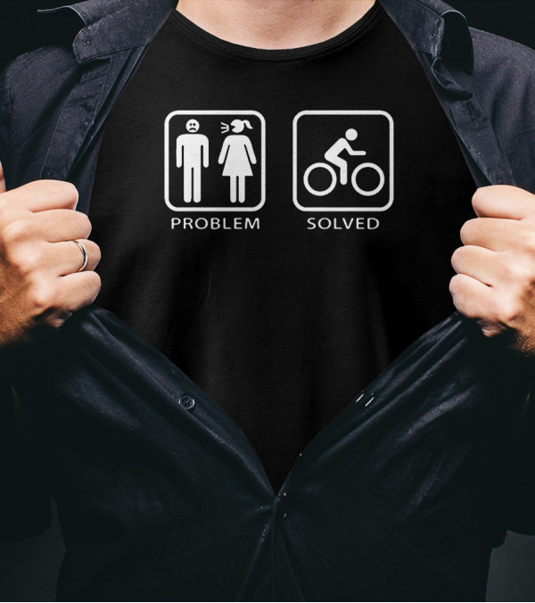 Problem Solved Stick Figure Cycling Symbols T-Shirt