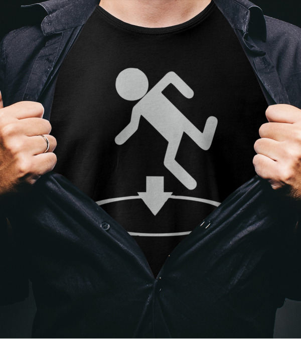 Portal Stick Figure Falls Through Circle T-Shirt