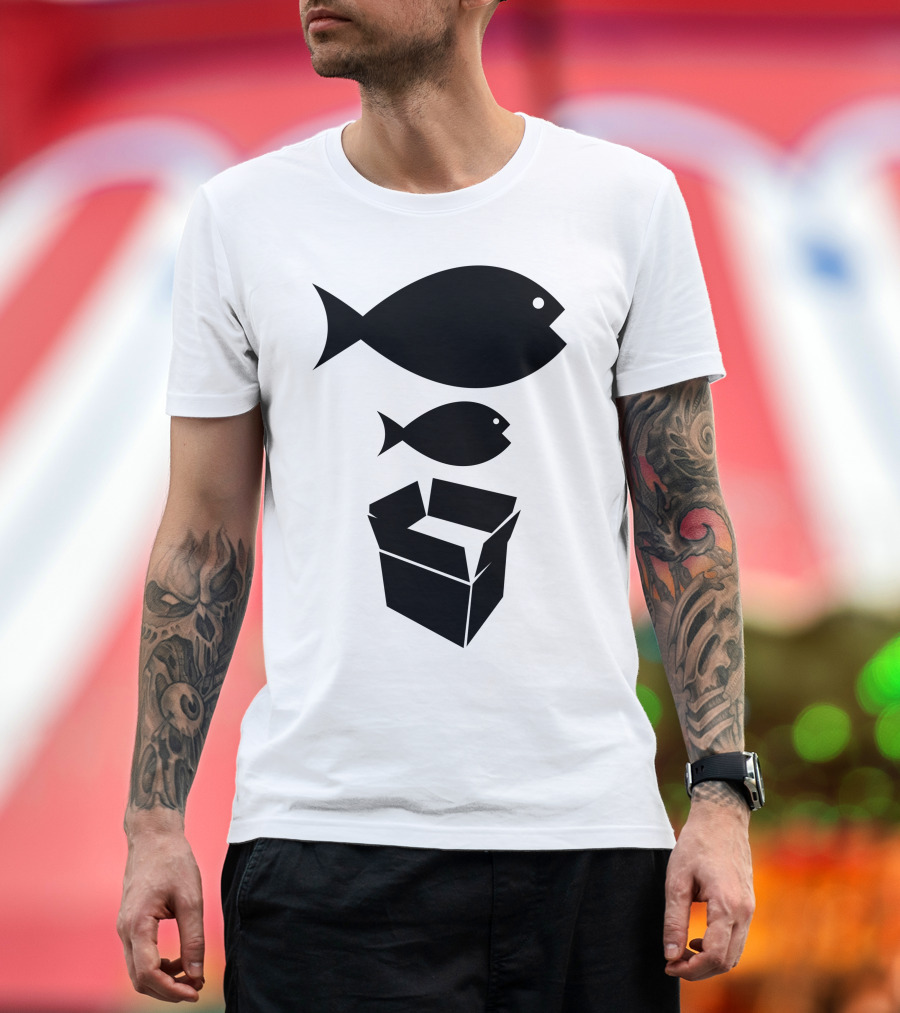 Big Fish Little Fish Cardboard Box Music Iconography T-Shirt