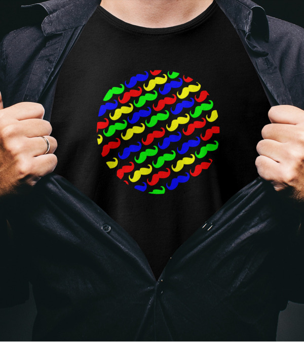 Girly Moustache Colorful T-Shirt