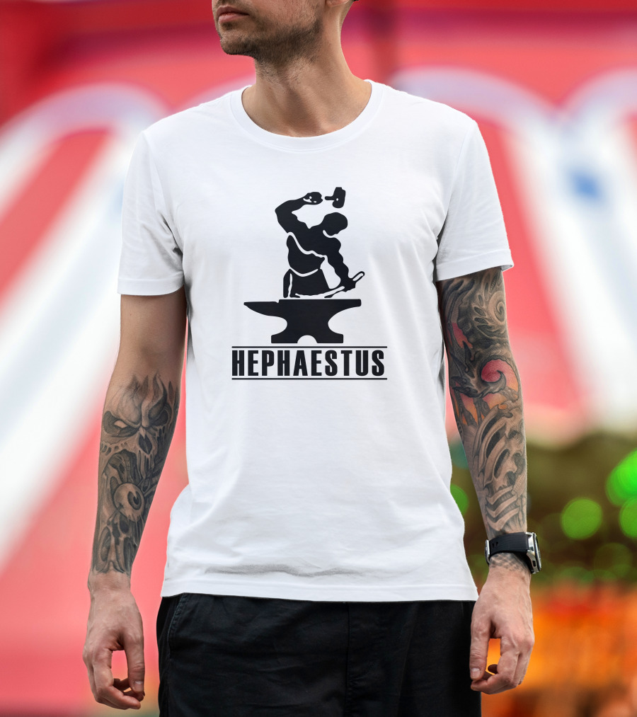 Hephaestus Blacksmith Silhouette with Anvil and Hammer T-Shirt