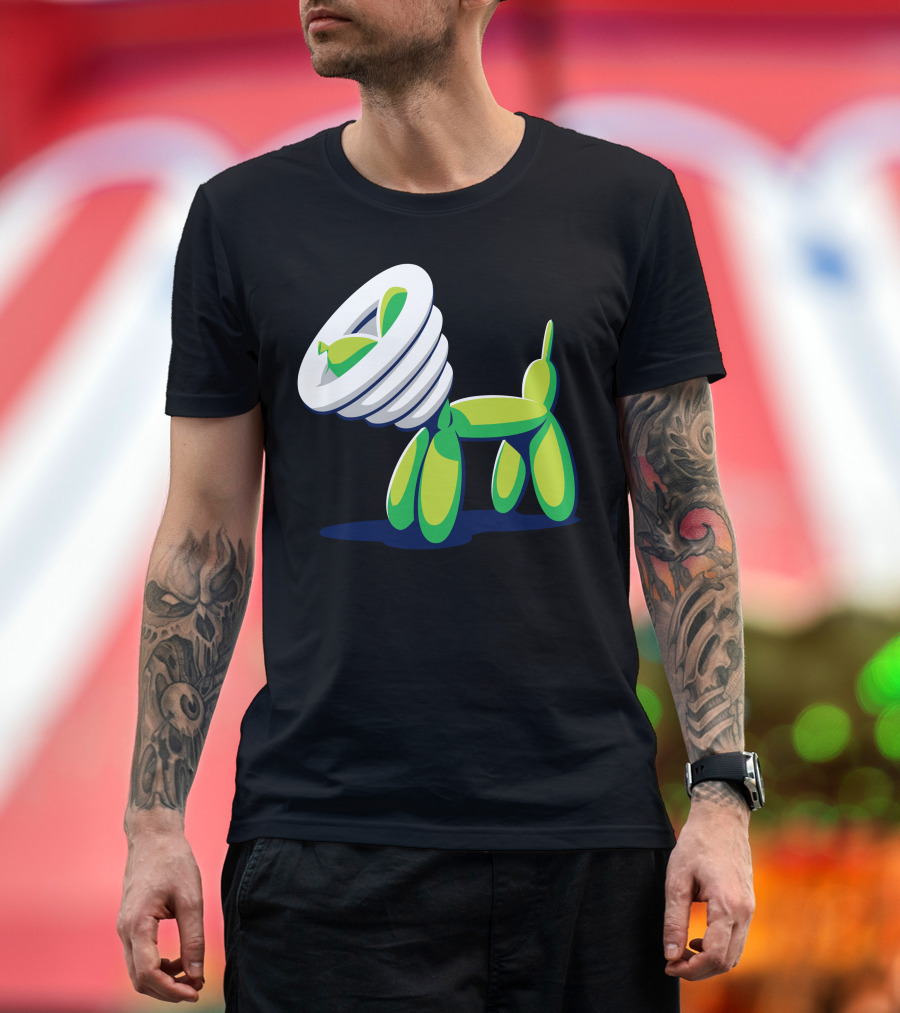 Balloon Dog with Green Cone of Shame Lamp Head T-Shirt