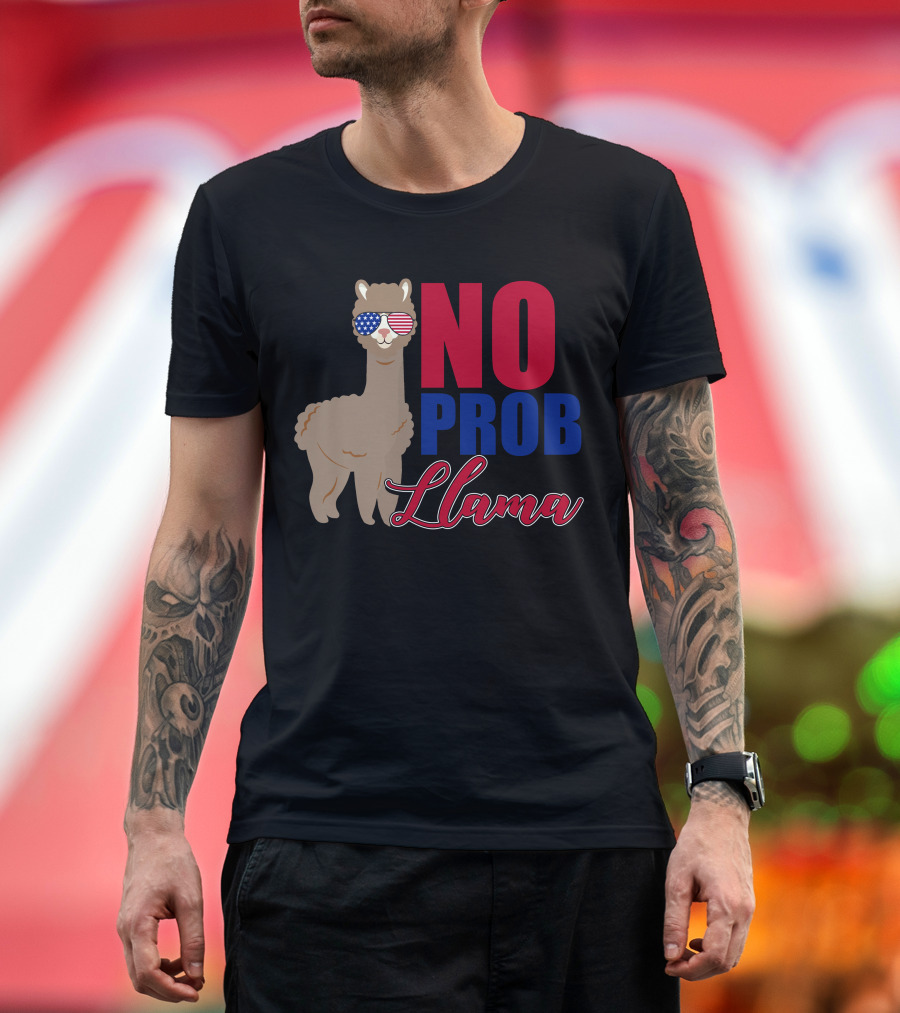 No Prob Llama 4Th Of July Veteran Funny T-Shirt