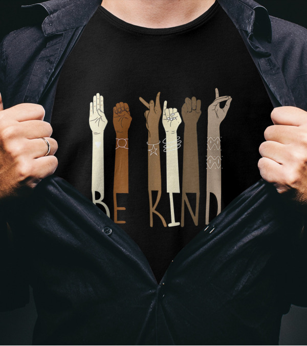 Be Kind Sign Language ASL Melanin Interpreter Teachers T-Shirt