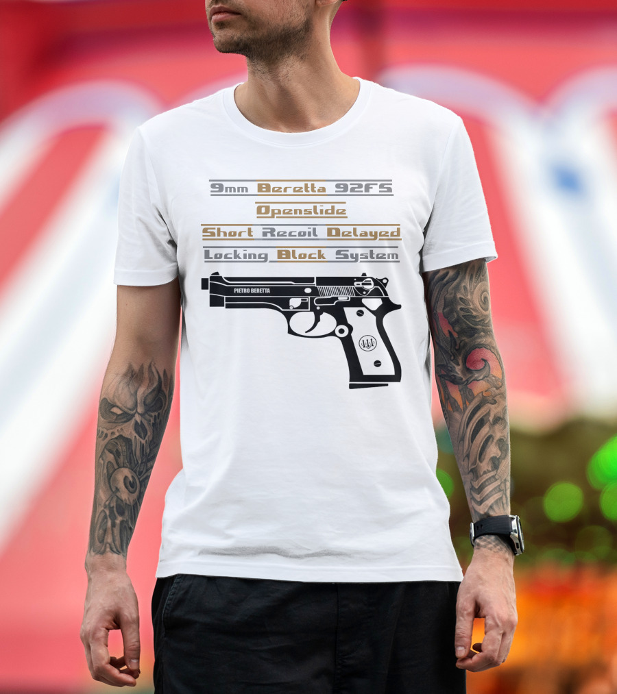 9mm Beretta 92FS Openslide Short Recoil Delayed Locking Block System T-Shirt