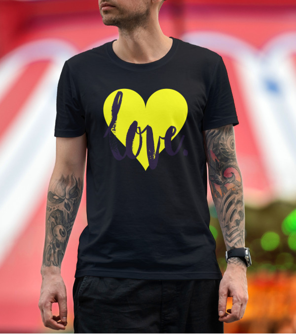 Premium T-Shirt: Love in Yellow Heart T-Shirt Love in Yellow Heart T-Shirt