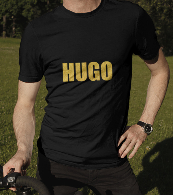 Hugo Quality Victor Hugo Mask Gold Text T-Shirt