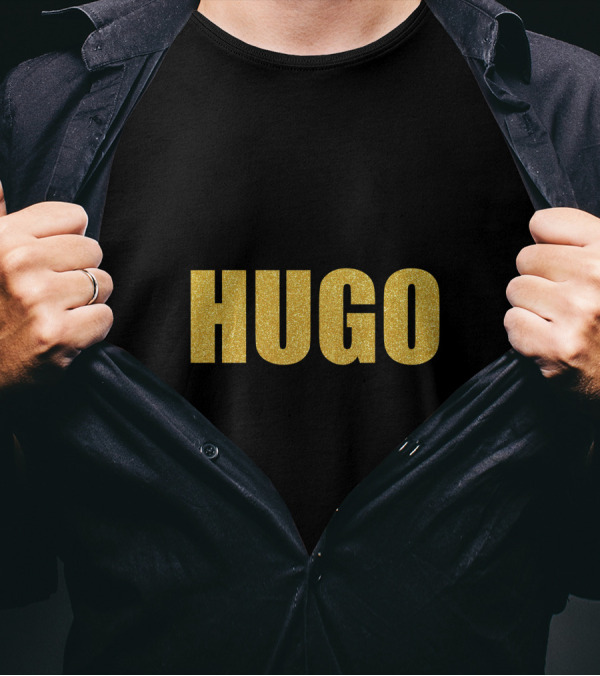 Hugo Quality Victor Hugo Mask Gold Text T-Shirt