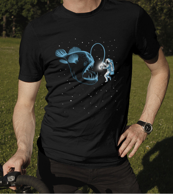 Netherfish Hunting Astronaut Space Encounter With Anglerfish-Like Creature T-Shirt