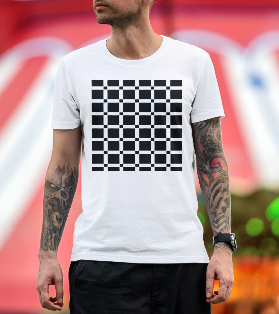 Quadri Black and Dark Gray Checkered T-Shirt