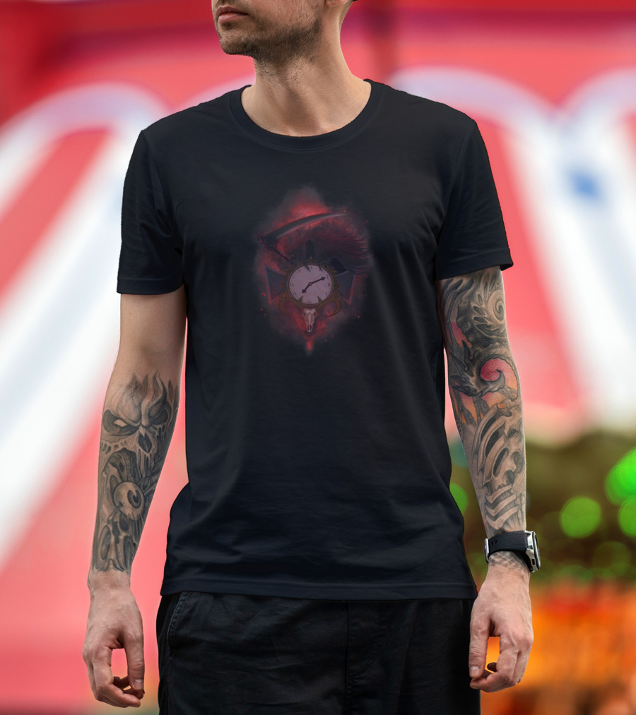 Ready For Death Grim Reaper Clock and Skull T-Shirt