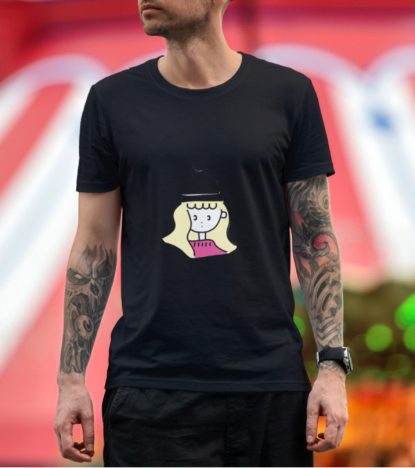 Premium T-Shirt: Cutegirlyhat Black Beanie Blonde Pink Sweater Cartoon Character T-Shirt Cutegirlyhat Black Beanie Blonde Pink Sweater Cartoon Character T-Shirt