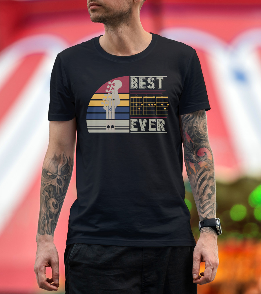 Guitar Dad Best Ever Retro Style Musician's Gift T-Shirt