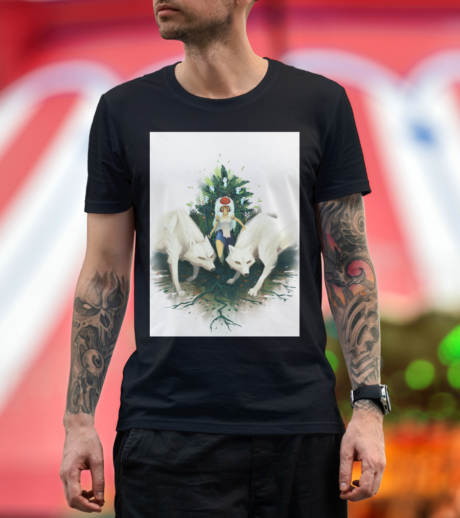 Princess Mononoke Beauty Defensor Wolf Spirit Guardians T-Shirt