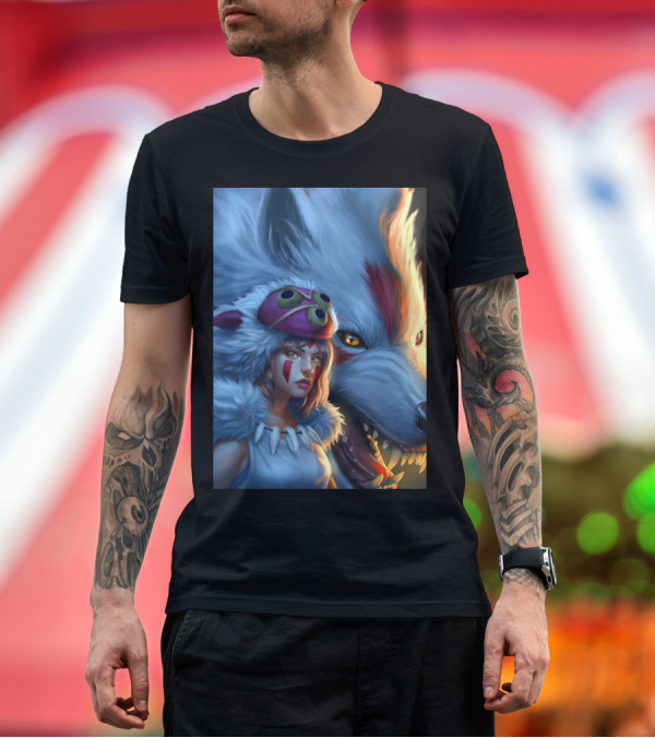Premium T-Shirt: Beauty Plus Beast Princess Mononoke Wolf Companion T-Shirt Beauty Plus Beast Princess Mononoke Wolf Companion T-Shirt