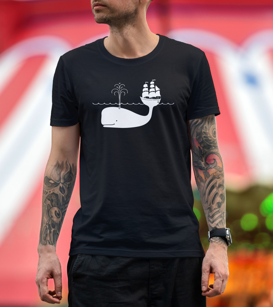Minimal Moby Whale Ship T-Shirt