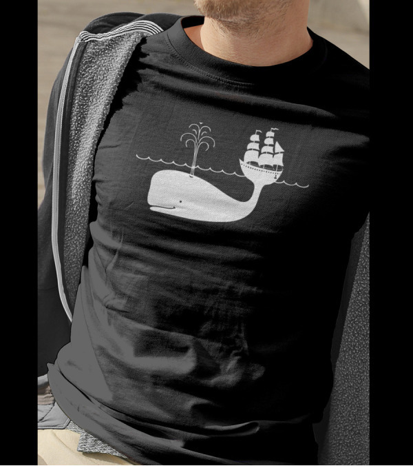 Minimal Moby Whale Ship T-Shirt