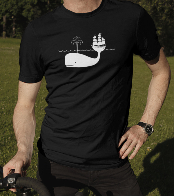 Minimal Moby Whale Ship T-Shirt