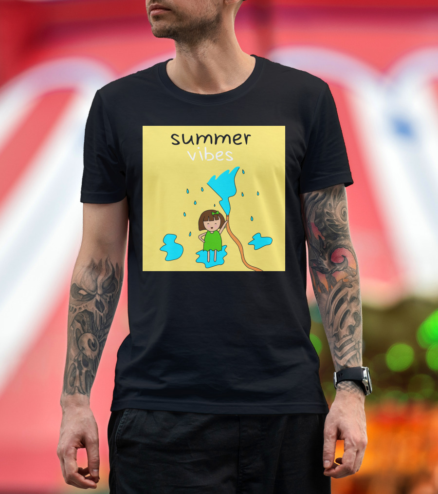Summer Vibes Cute Girl with Water Splash Fun T-Shirt
