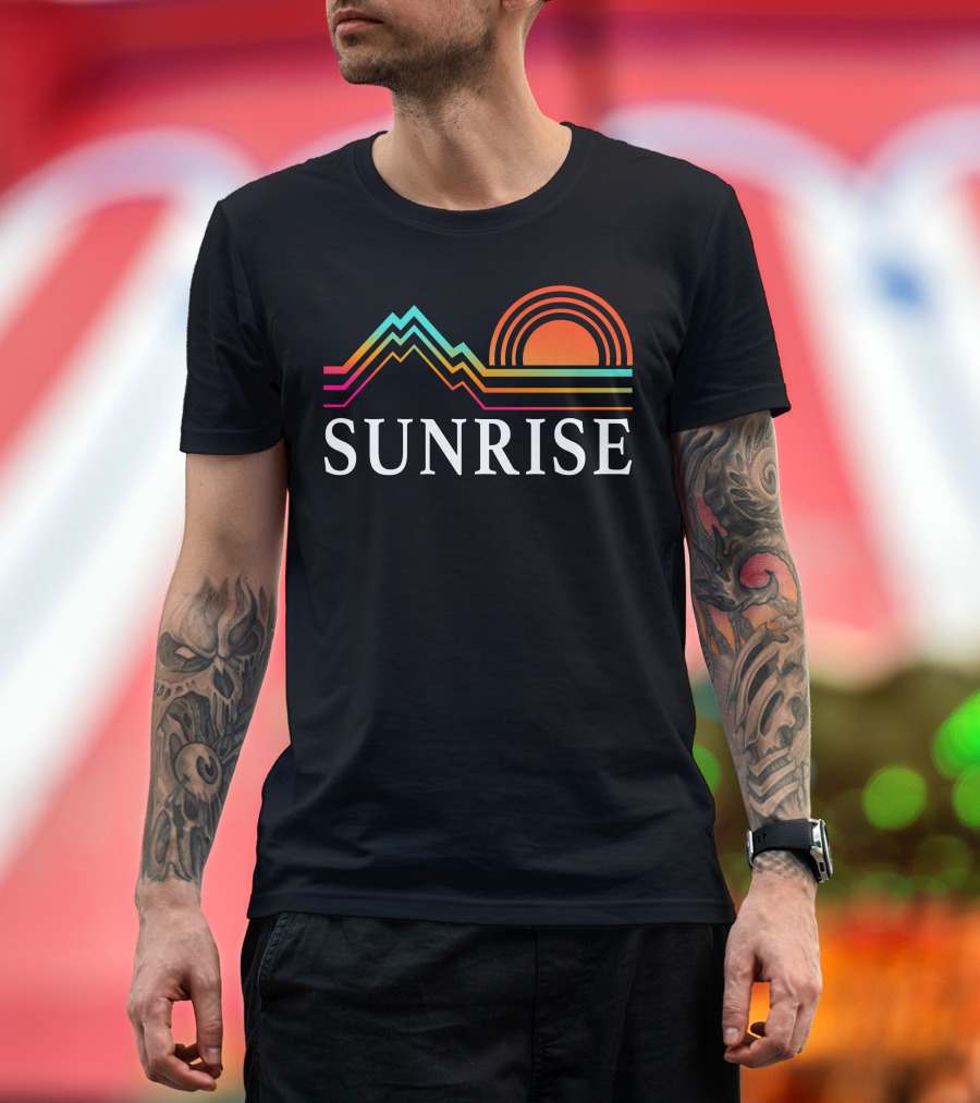 SUNRISE Multicolored Mountain and Sunburst T-Shirt