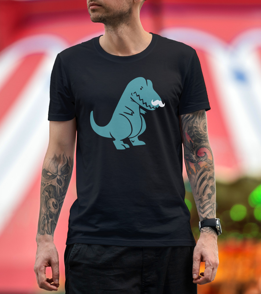 T Rex Dinosaur with Mustache T-Shirt