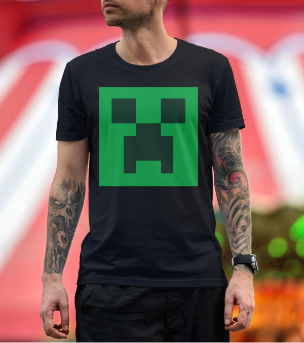 Premium T-Shirt: Minecraft Creeper Face Green Block T-Shirt Minecraft Creeper Face Green Block T-Shirt