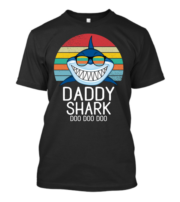 Daddy Shark Doo Doo Doo Vintage Stripes Sunglasses T-Shirt