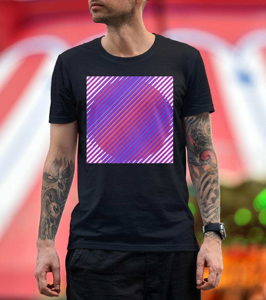 Gradient Colourful Lines Optical Illusion Stripes T-Shirt