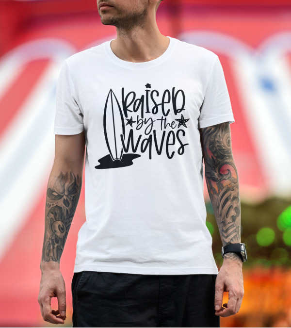 Premium T-Shirt: Raised By The Waves Surfboard Starfish Ocean Vibes T-Shirt Raised By The Waves Surfboard Starfish Ocean Vibes T-Shirt