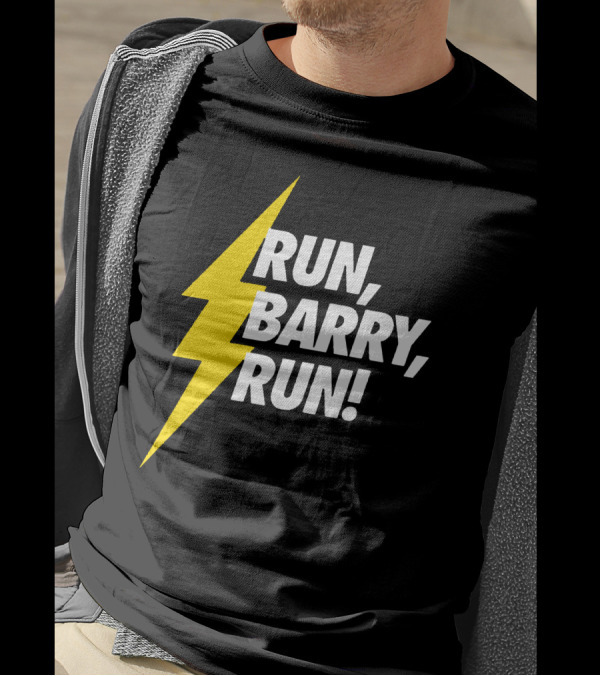 Run Barry Run Flash Gordon Lightning Bolt символ T-Shirt