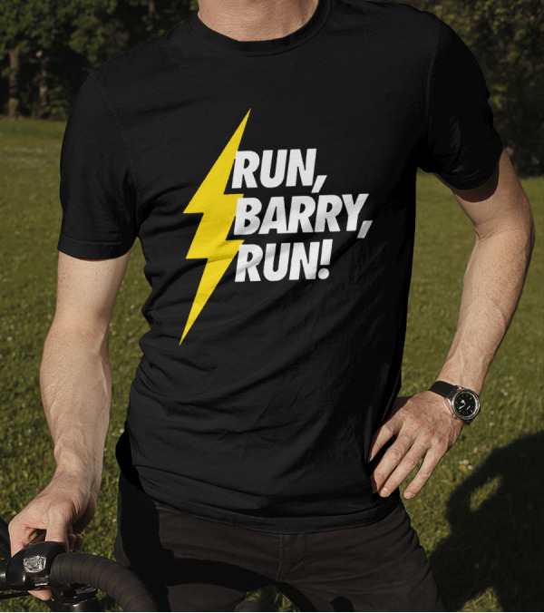 Run Barry Run Flash Gordon Lightning Bolt символ T-Shirt