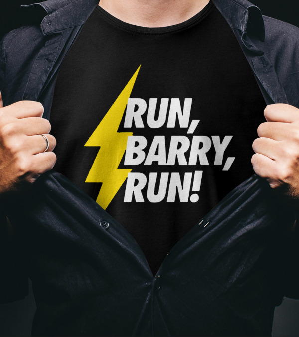Run Barry Run Flash Gordon Lightning Bolt символ T-Shirt