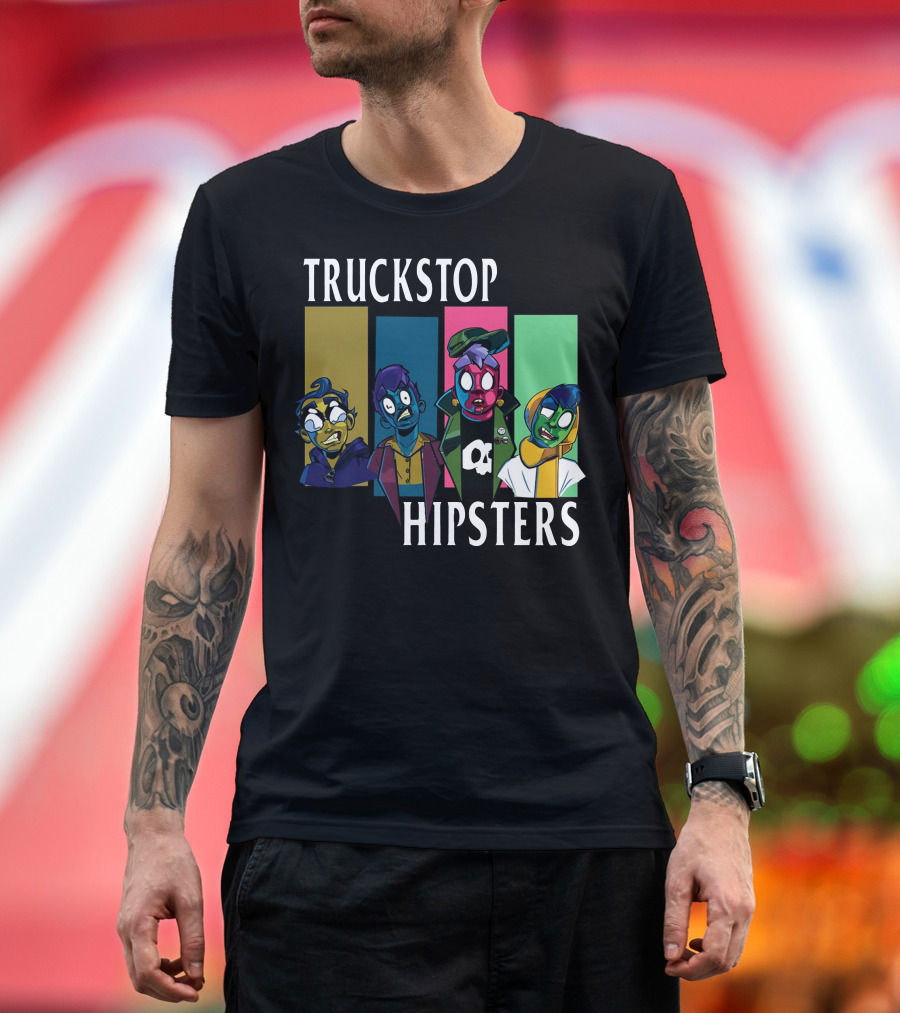 Truckstop Hipsters Vibrant Cartoon Characters T-Shirt