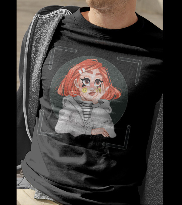 5A75b3d9 1Dda 4162 867D A220c78b273a Contemplative Red-Haired Girl With Smiley Faces And Striped T-Shirt