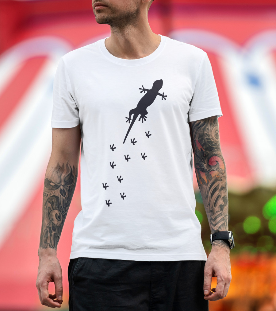 Lizard Silhouette with Footprints T-Shirt