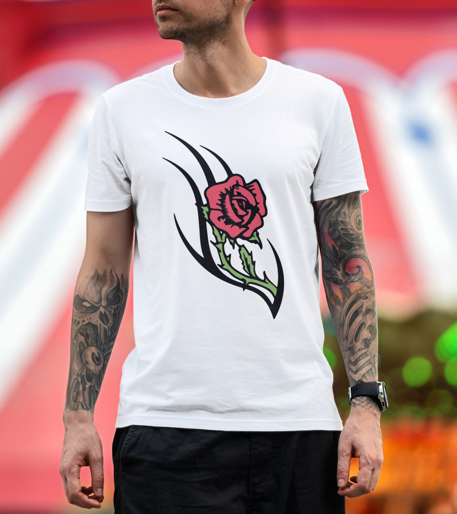 Rose Flower Tattoo-Inspired T-Shirt