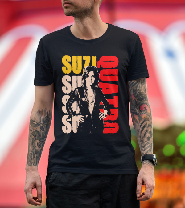 Premium T-Shirt: Suzi Quatro 70s Glam Rock Vintage Style Retro T-Shirt Suzi Quatro 70s Glam Rock Vintage Style Retro T-Shirt