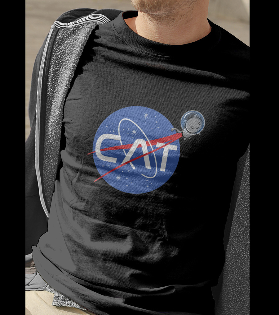 NASA Cat Space Logo With Astronaut Kitty T-Shirt