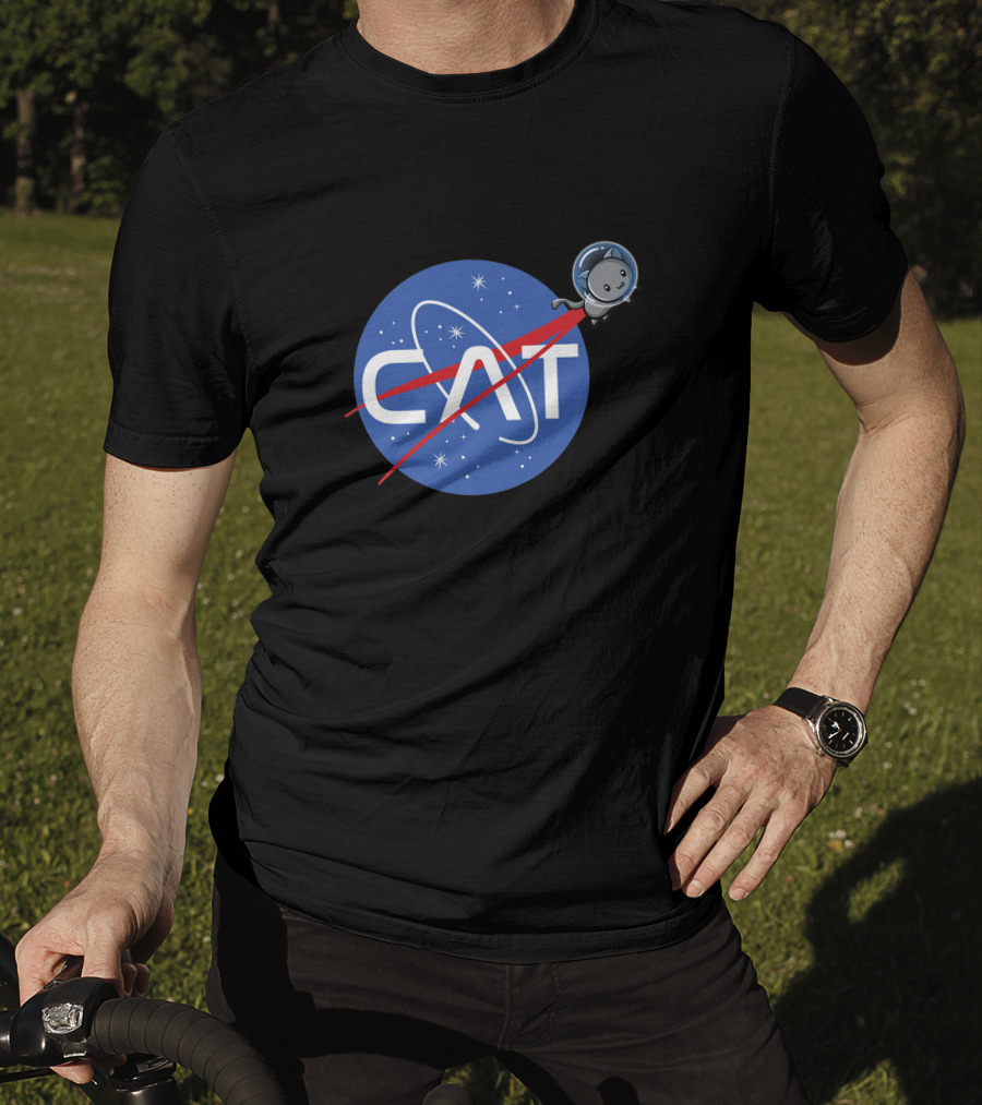 NASA Cat Space Logo With Astronaut Kitty T-Shirt