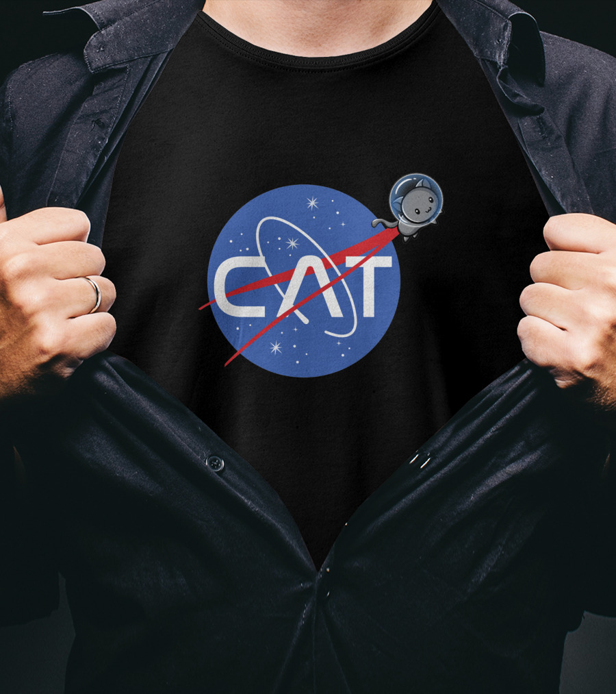 NASA Cat Space Logo With Astronaut Kitty T-Shirt