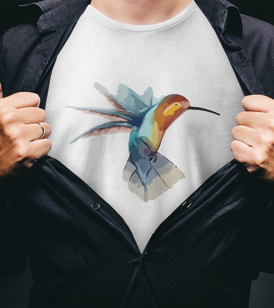Ao Hinh Con Chim Vibrant Watercolor Bird T-Shirt
