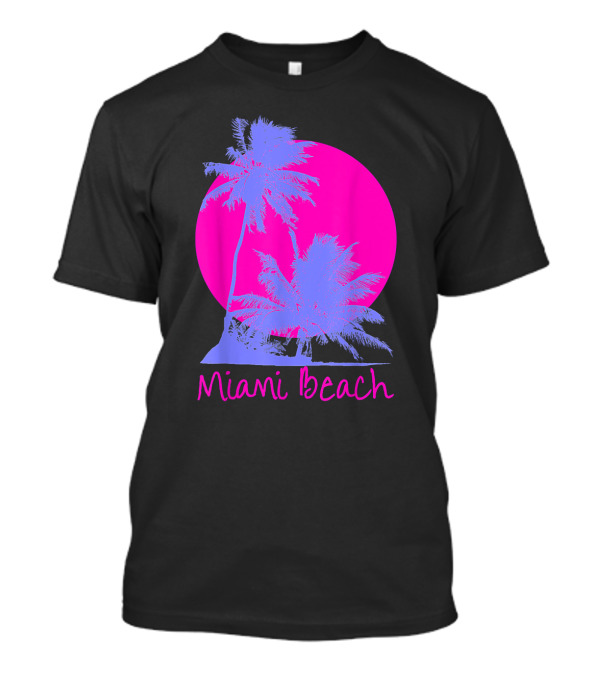 Miami Beach Palm Trees Against Vibrant Pink Sunset Summer Souvenir T-Shirt
