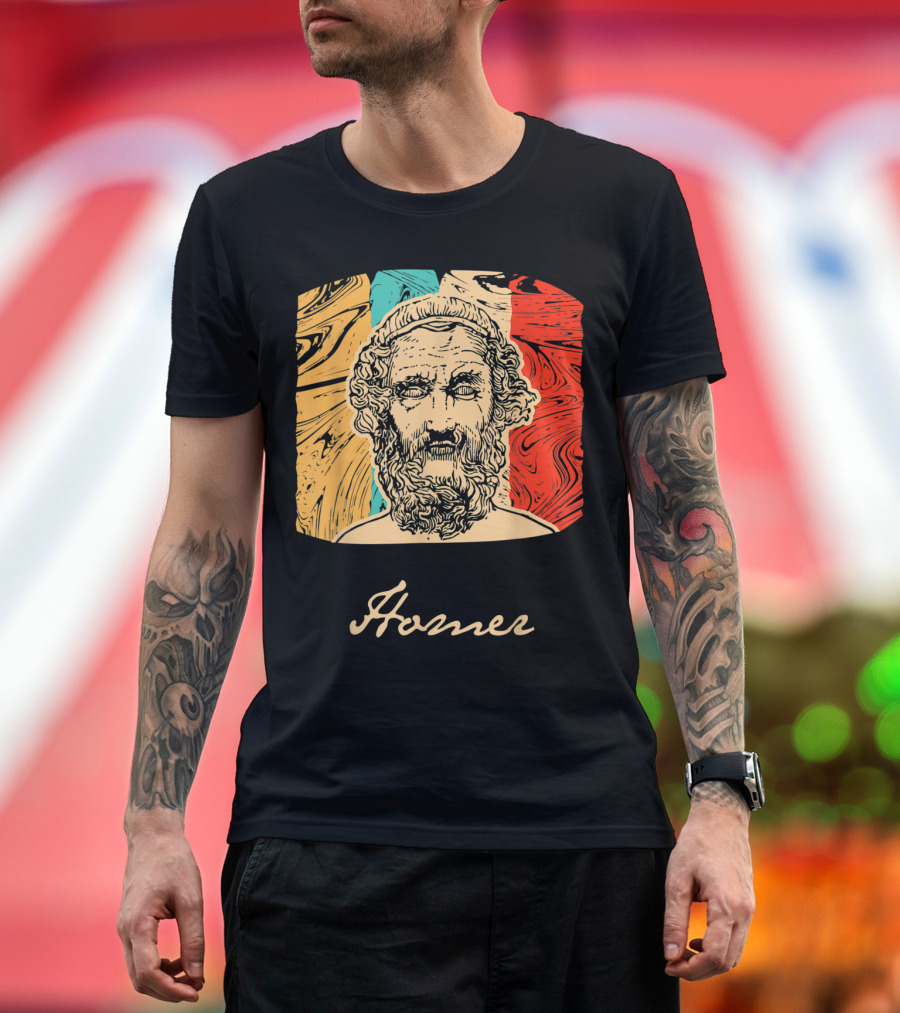 Homer Greek Philosopher Great Thinker Vintage Style Marble Background T-Shirt