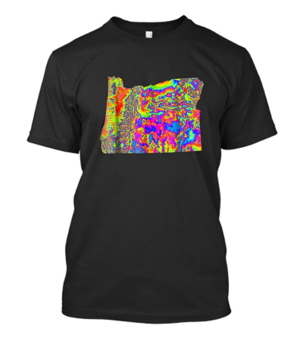 Vibrant Multicolor Custom Topography Map Of Oregon T-Shirt