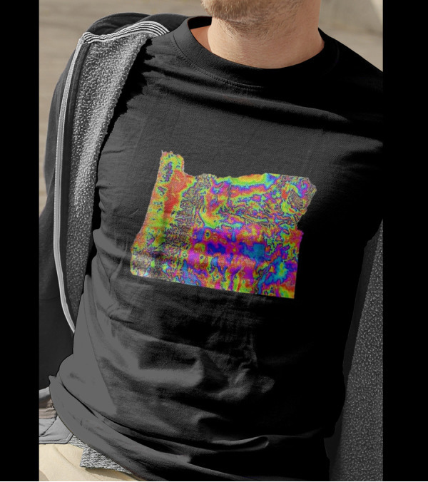 Vibrant Multicolor Custom Topography Map Of Oregon T-Shirt